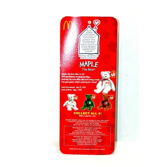 Ty Beanie Baby Maple The Bear 1999 Ronald McDonalds House Charities Retired New - Picture 2 of 5